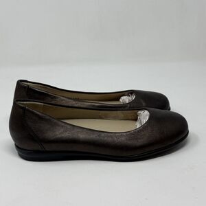 SAS Scenic Ballet Flats Womens 7.5 W Wide Bronze Leather Slip On Casual Shoes